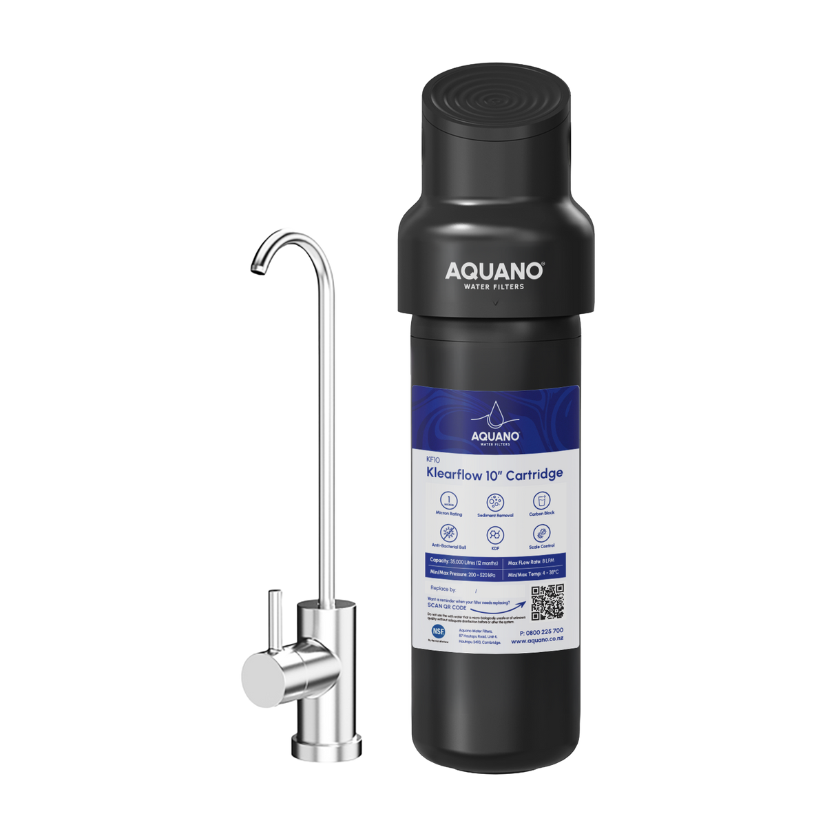KlearFlow Undersink Sediment Filter Kit with Stainless Faucet, 10”