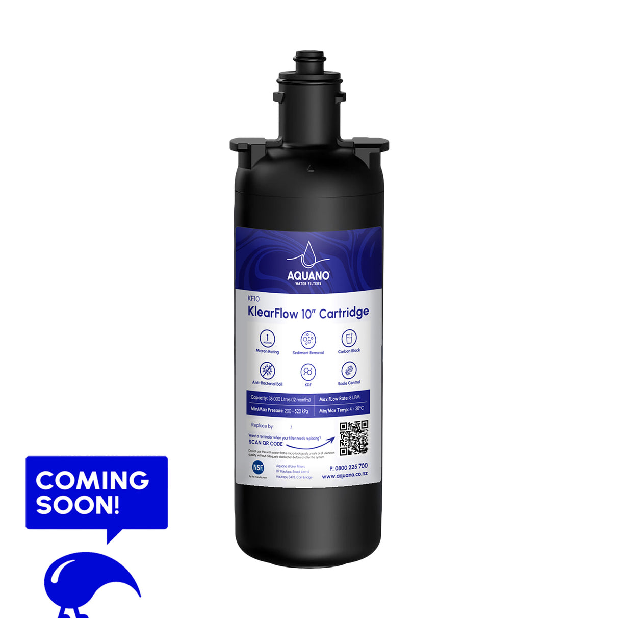 KlearFlow Undersink Sediment Filter, 10", Quick-twist, 1um