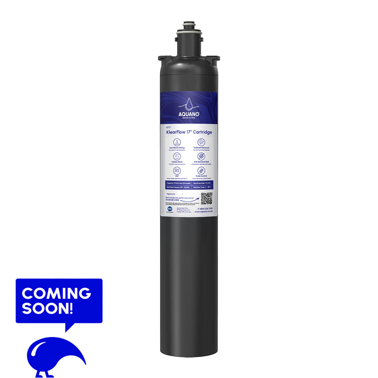 KlearFlow Undersink Sediment Filter, 17", Quick-twist, 1um