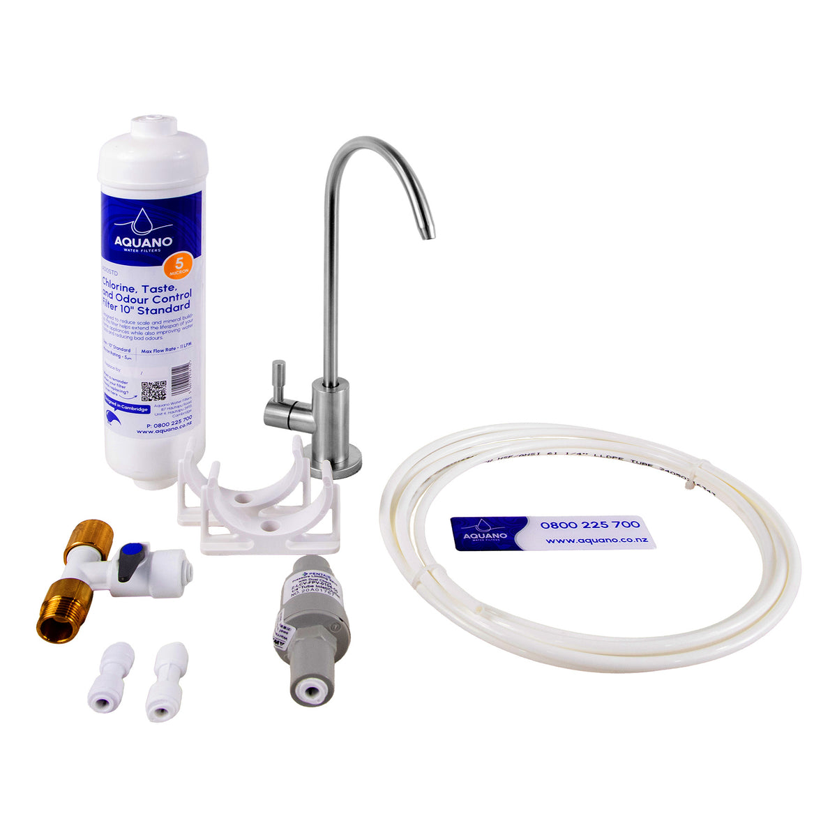 Inline Undersink Tap & Filter Kit, Brushed Stainless – Aquano