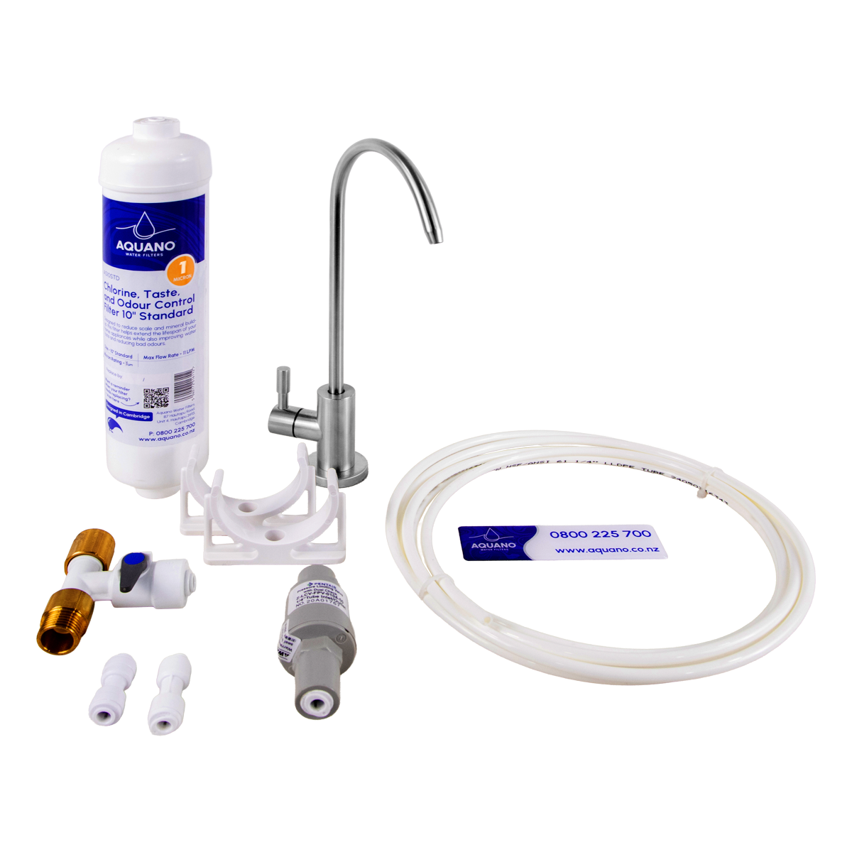 Inline Undersink Tap & Filter Kit, Brushed Stainless