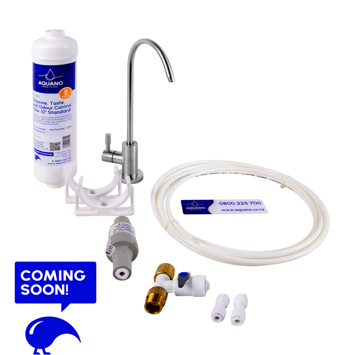 Inline Undersink Tap & Filter Kit, Brushed Stainless