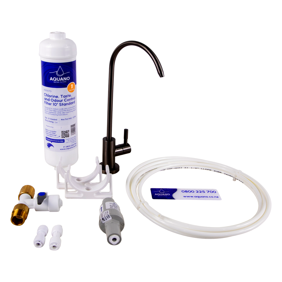Inline Undersink Tap & Filter Kit, Gunmetal