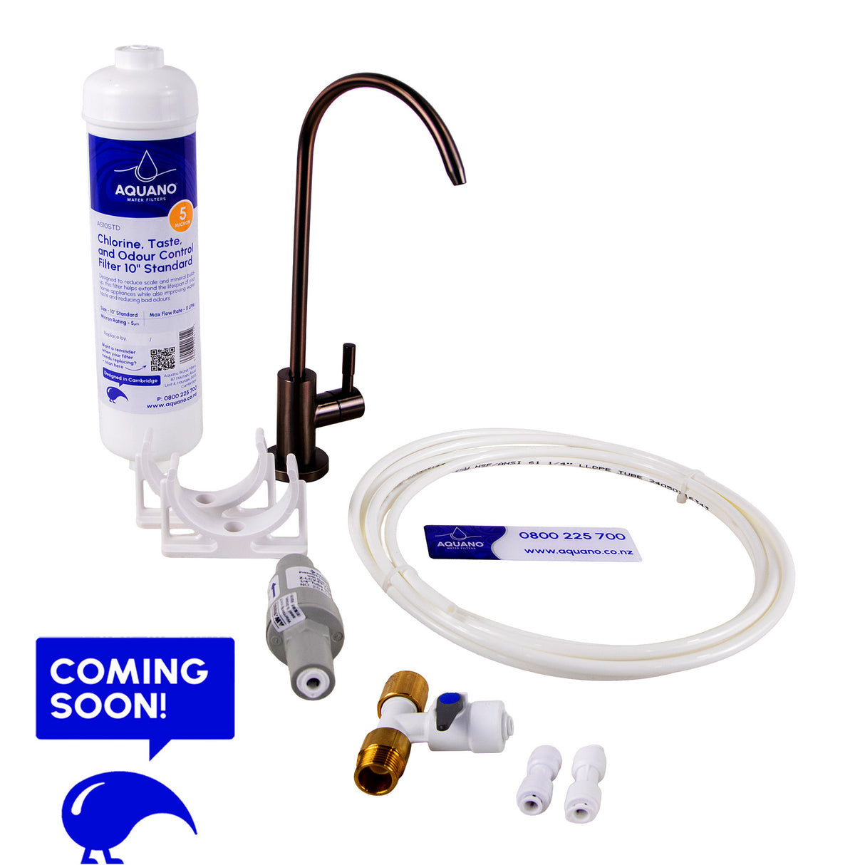 Inline Undersink Tap & Filter Kit, Gunmetal