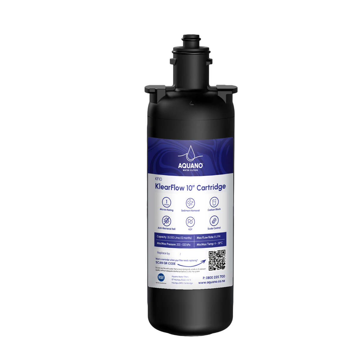 KlearFlow Undersink Sediment Filter, 10", Quick-twist, 1um