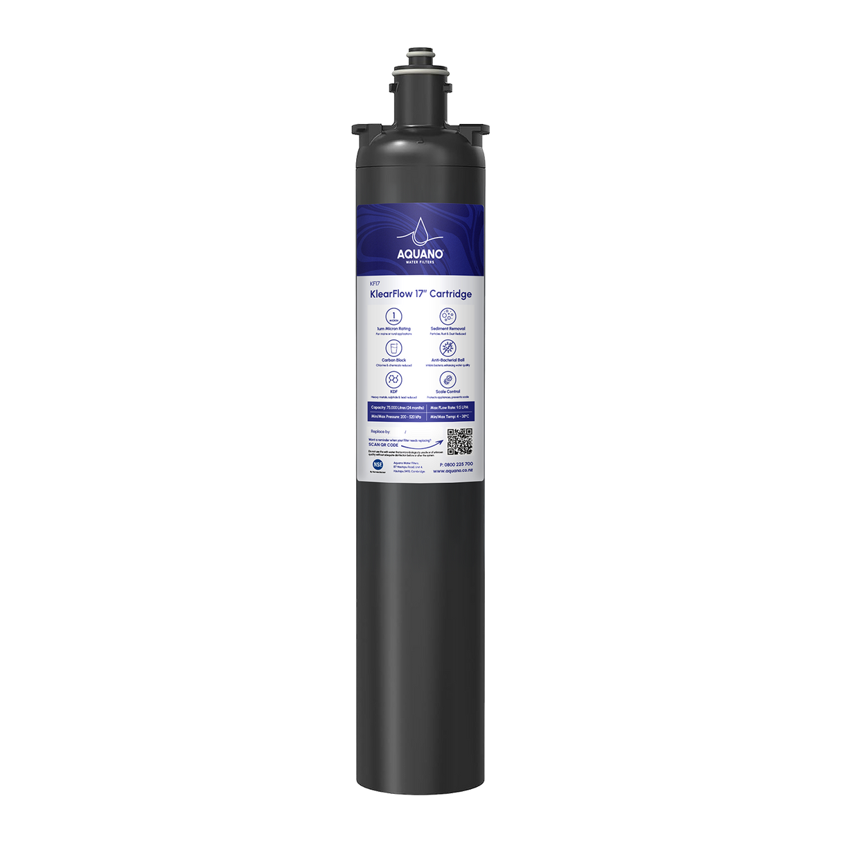 KlearFlow Undersink Sediment Filter, 17", Quick-twist, 1um