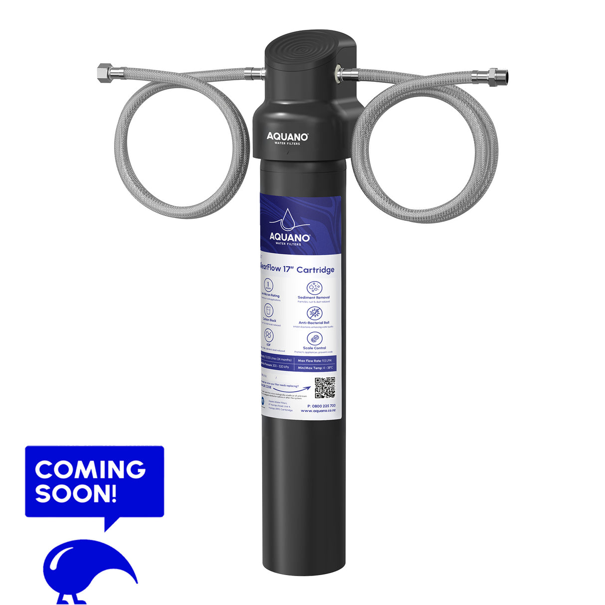 KlearFlow Undersink Sediment Filter Kit, 17", Quick-twist, 1um